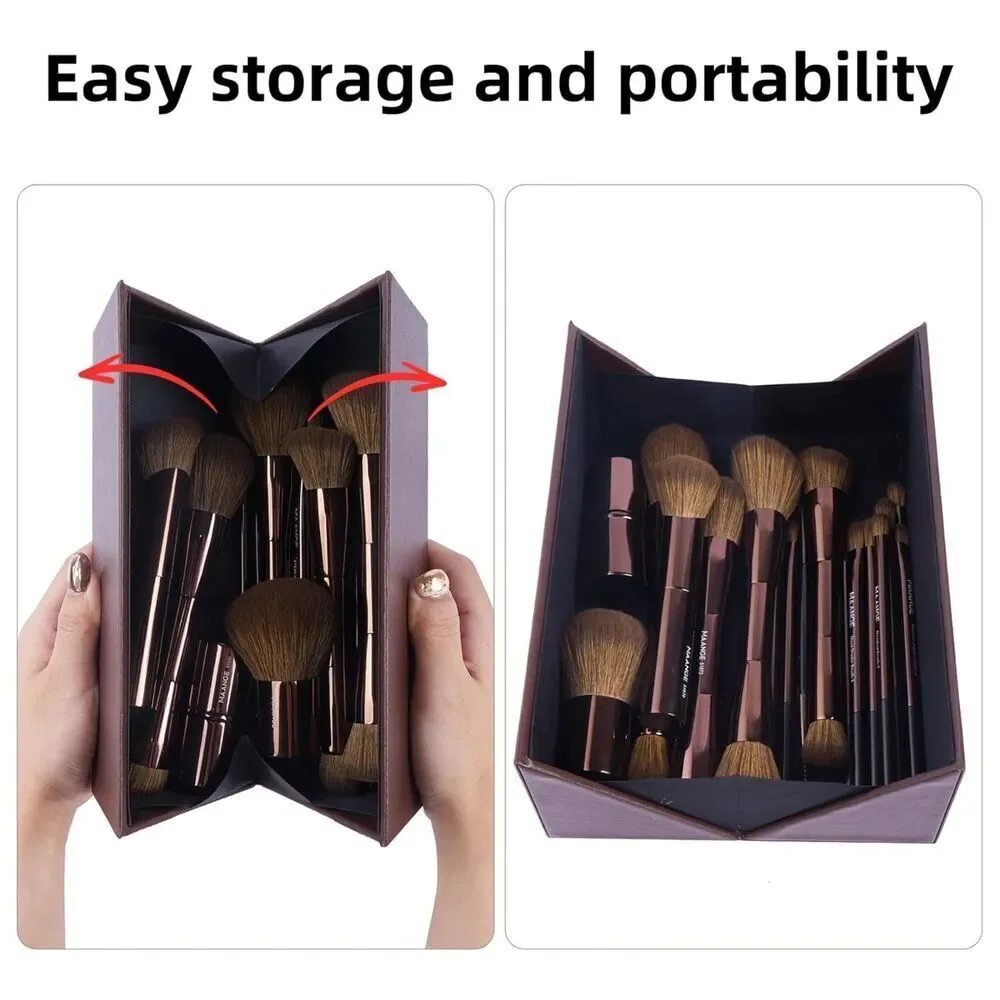 Maange 20Pcs Dark Brown Double-End Multi-functional Makeup Brushes With Gift Box